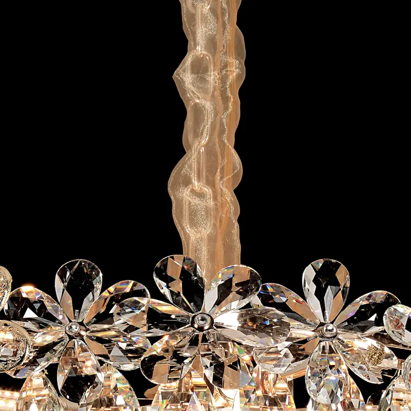 Previzualizare 3: Candelabru Cristal, Eleganza 7xE14, Diametru 40cm, Auriu Lucios, Inaltime Reglabila, Metal si Cristal