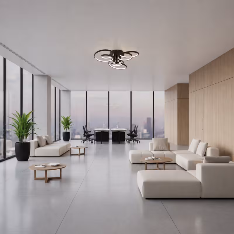 Previzualizare 3: Lustra LED cu telecomanda ORMS Magno, 3000K/4000K/6000K, 146W, Metal si Plastic, Negru