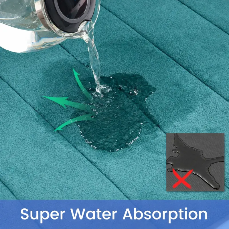 Previzualizare 4: Covorase de Baie, 80x50 cm / 50x40 cm, Verde, Antiderapant, Absorbant, Set 2 bucati