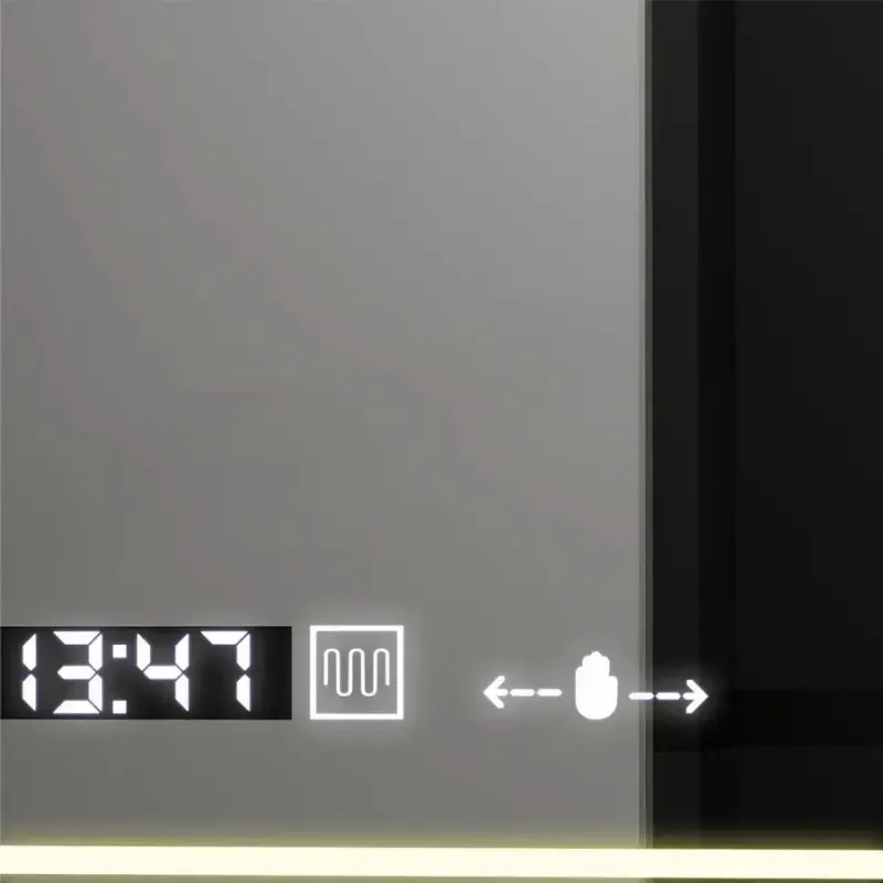 Previzualizare 2: Oglinda LED Rectangulara, 60x80cm, Venezia Senzor MotionGlow Marcello, Sistem Dezaburire, Ceas & Termometru, Dimabila, Lumina Calda Neutra Rece 3000K/4000K/6000K