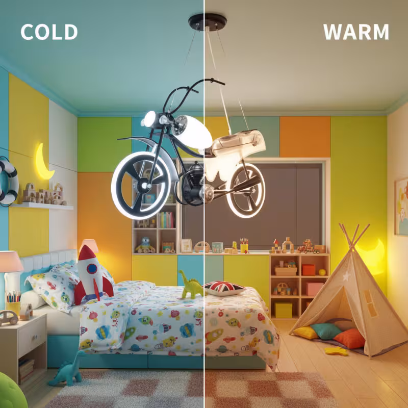 Previzualizare 3: Lustra LED pentru copii MOTO, Tip motocicleta, 40W, Lumina Rece/Calda/Neutra, Negru Alb