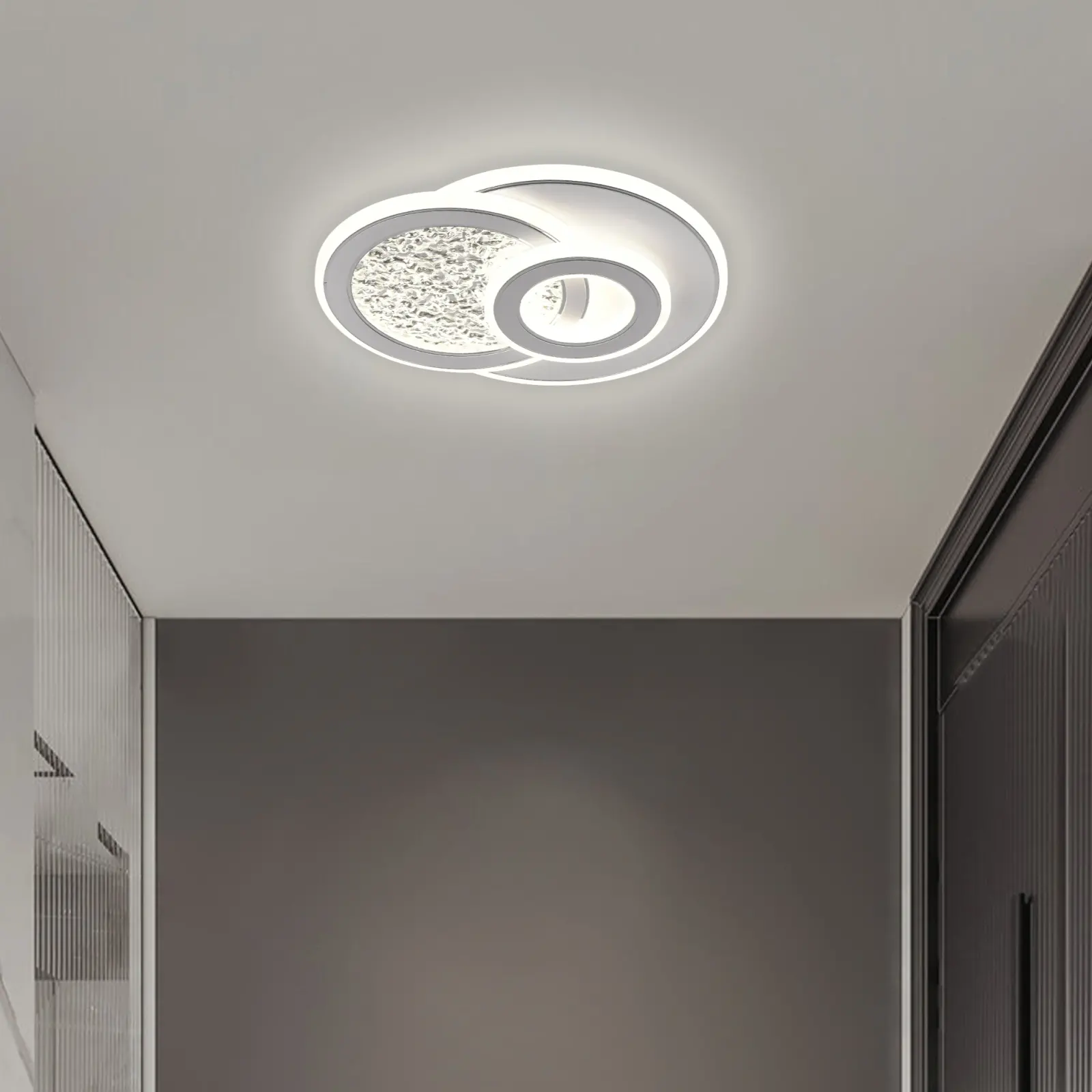 Lustra LED KOMPACTO 47W, 3 Cercuri, lumina Rece/Calda/Neutra, Alb