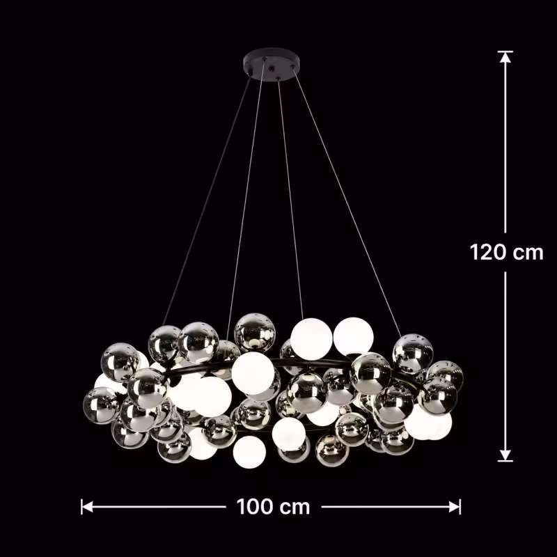 Previzualizare 4: Lustra Suspendata MUSSEL Supremo, D100cm, 20x G9, Crom Lucios, Metal si Sticla