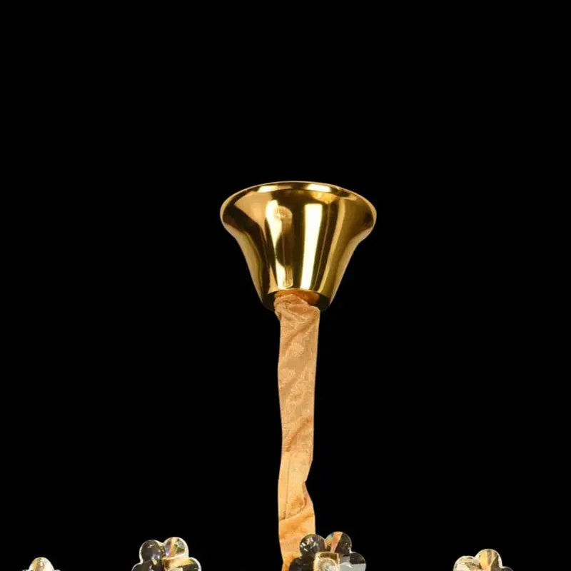 Previzualizare 3: Candelabru Cristal FLORENCE Eleganza 9x E14, Diametru 50cm, Auriu Lucios, Inaltime Reglabila