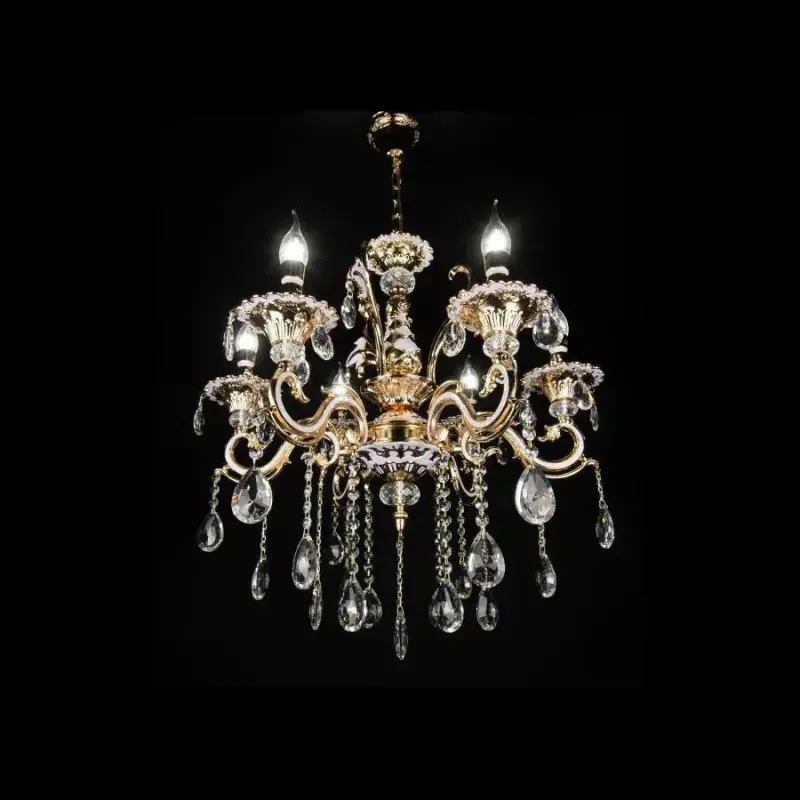 Previzualizare 2: Candelabru Cristal Luciano, 6xE14, Auriu, Metal si Cristal