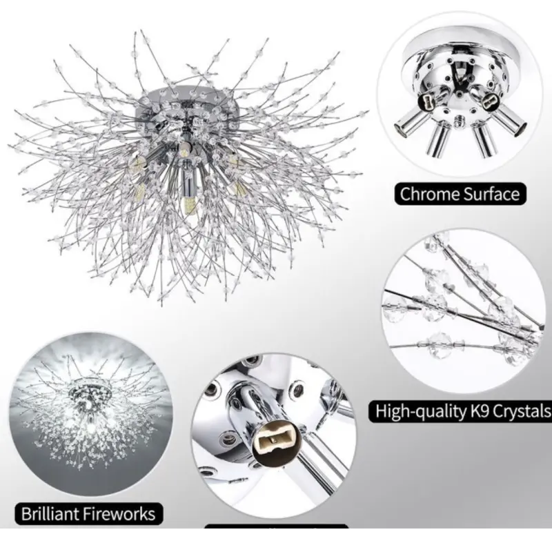 Previzualizare 3: Candelabru Cristal RONDO Vivace, 5x G9, Diametru 40cm, Argintiu Lucios