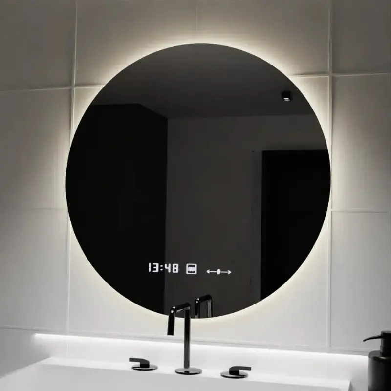Oglinda LED Rotunda, 70cm, Serenite MotionGlow Marcello, Sistem Dezaburire, Ceas & Termometru, Dimabila
