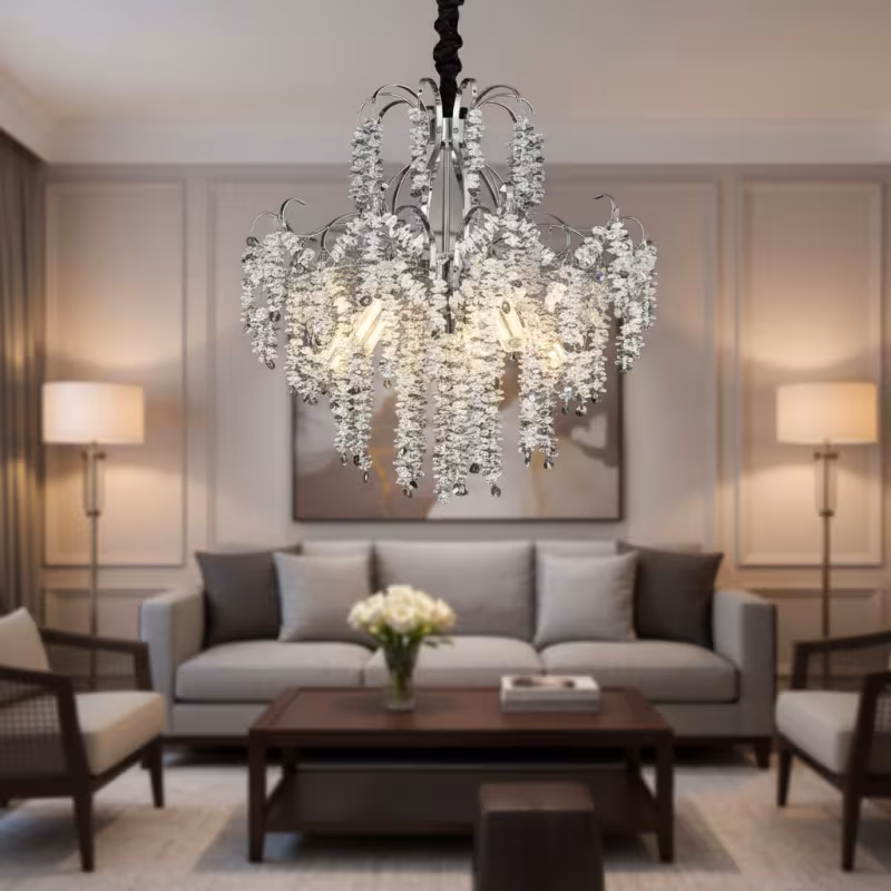 Previzualizare 3: Candelabru Cristal PUBU Eleganza, 5x E14, Diametru 50cm, Crom