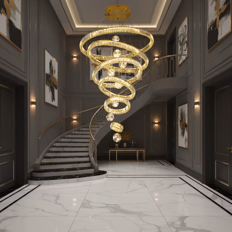 Previzualizare 3: Candelabru Cristal cu Telecomanda KOLO Supremo, 120x350cm, Lumina Calda/Neutra/Rece, Auriu, Metal si Cristal