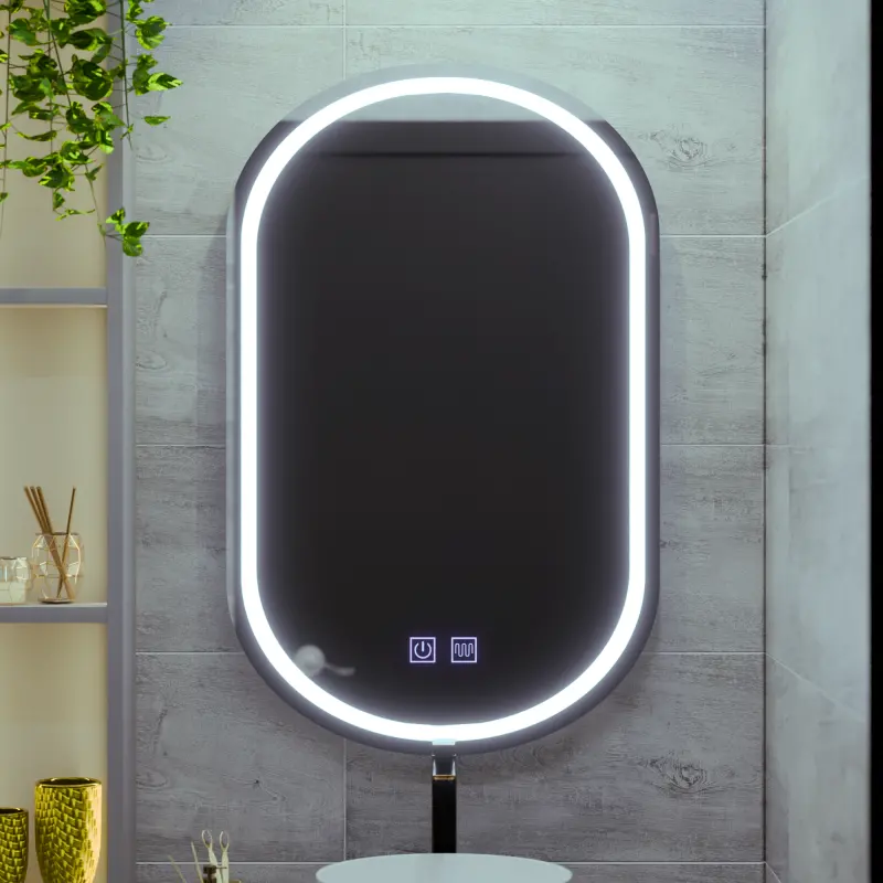 Previzualizare 3: Oglinda LED Ovala 50X80cm, Velara Touch, Sistem Dezaburire, Dimabila, Lumina Rece 6000K