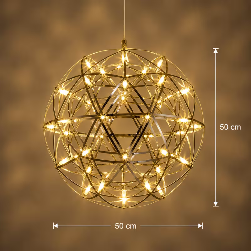Previzualizare 4: Candelabru Modern LED WELD Magno, 18W, Lumina Calda 3000K, Diametru 50cm, Inaltime Reglabila, Crom Lucios