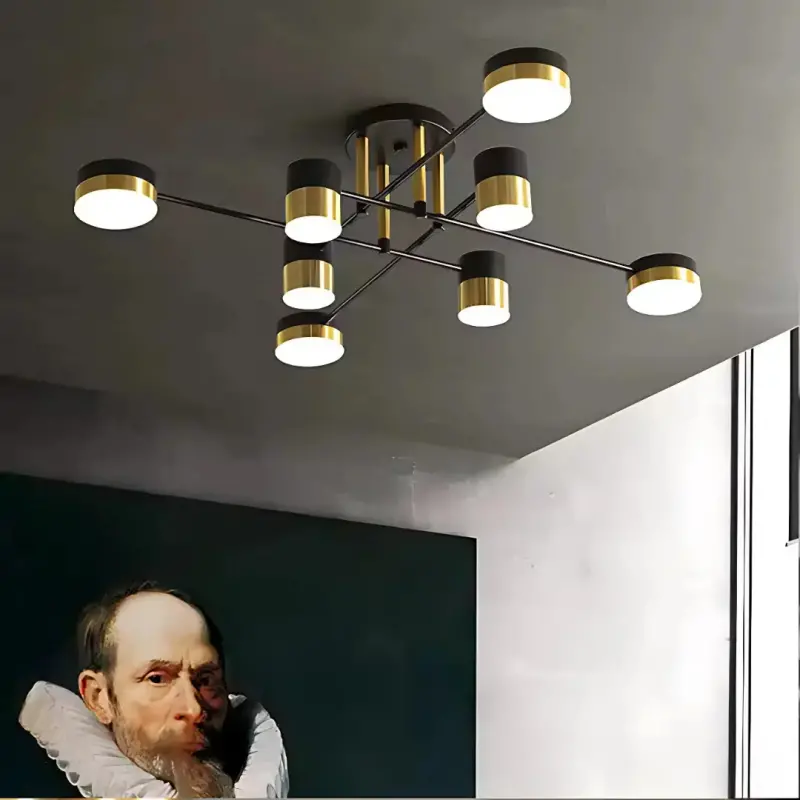 Previzualizare 4: Lustra LED cu Telecomanda MARIO, 32W, 8 Elemente, Lumina Rece/Calda/Neutra, Dimabila, Negru/Auriu