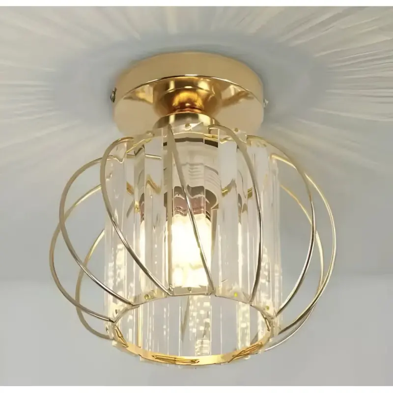 Lustra Monica, 1XE27, Auriu, D 16cm, Metal si Cristal