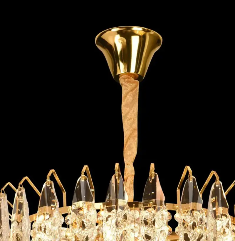 Previzualizare 3: Candelabru Cristal MAJESTIC Eleganza 9x E14, Diametru 50cm, Auriu Lucios, Inaltime Reglabila