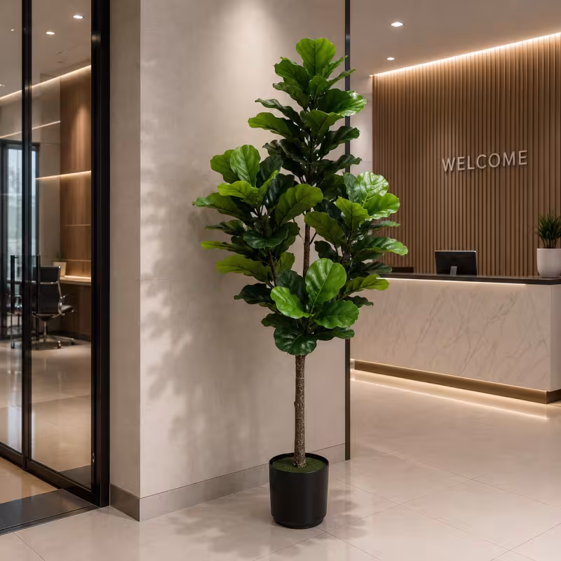 Previzualizare 2: Planta Artificiala Copac Tip Ficus, 3 brate, 154 cm, Verde, cu Ghiveci