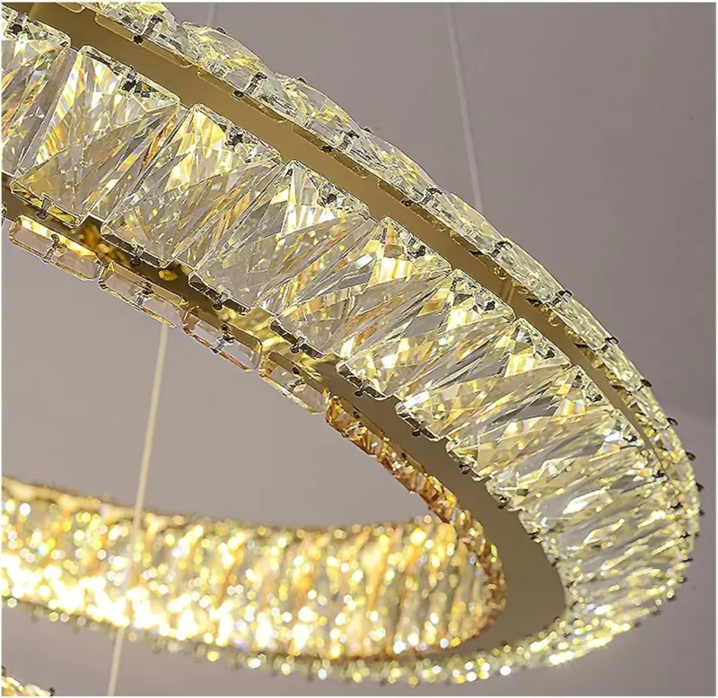 Previzualizare 4: Lustra LED cu Telecomanda, LLC132/300GD, Cristal si Metal, 37W, 2 Cerc, Dimabila, 3000K/4000K/6000K, Iluminat Luxos