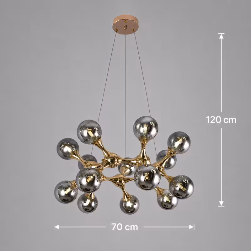 Previzualizare 4: Lustra Suspendata ELEKTRA Regalis, Ø70cm, 14xG9, Auriu, Metal si Sticla