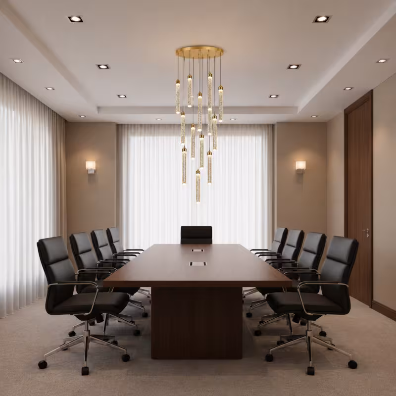 Previzualizare 3: Candelabru Cristal LAGOM LED cu Telecomanda, Suspendat, 12 Surse, 36W, Diametru 40cm, Lumina Calda / Neutra / Rece, Inaltime Reglabila, Auriu, Metal si Cristal