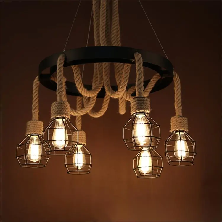 Previzualizare 3: Lustra Roata LV580/6BK, 6xE27, Maro, Metal si Sfoara