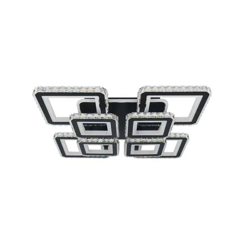 Previzualizare 4: Lustra LED cu telecomanda si cristal LEILA RGB 176W, 8 Patrate, lumina Rece/Calda/Neutra, Dimabila, Negru