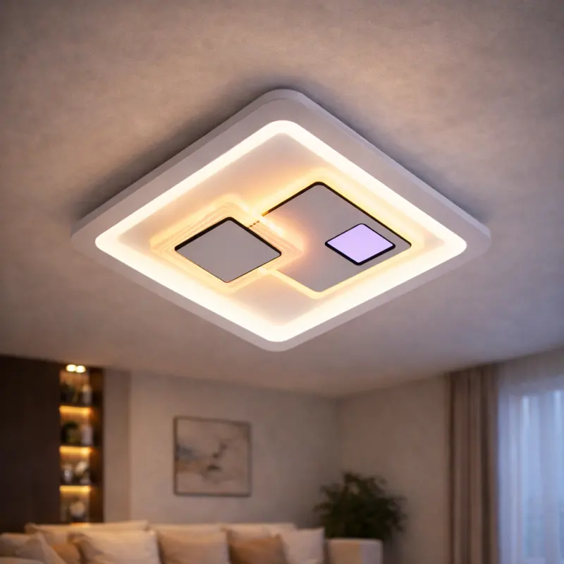 Previzualizare 3: Lustra LED KEREN 33W, Patrata, lumina Rece/Calda/Neutra 3000K/4000K/6000K, Alb, Metal si Acril