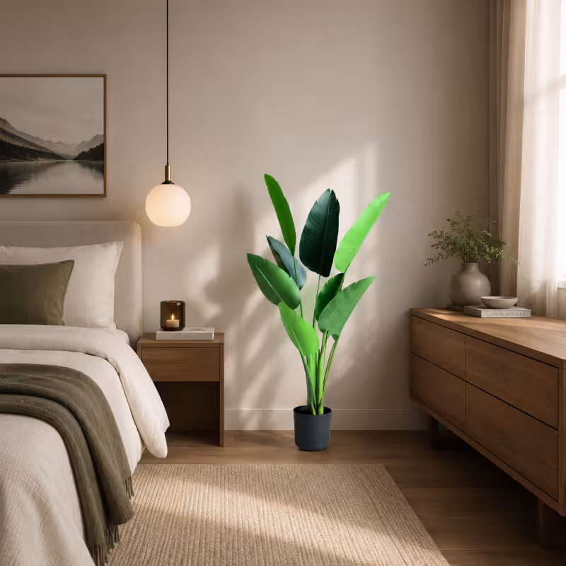 Previzualizare 3: Planta Artificiala Tip Strelitzia Nicolai(Pasarea Paradisului), 120 cm, 8 frunze, Verde