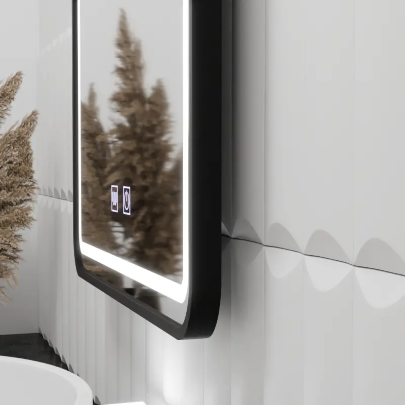 Previzualizare 2: Oglinda LED Rectangulara 90x75cm EDGE Touch Sistem Dezaburire, Rama Neagra