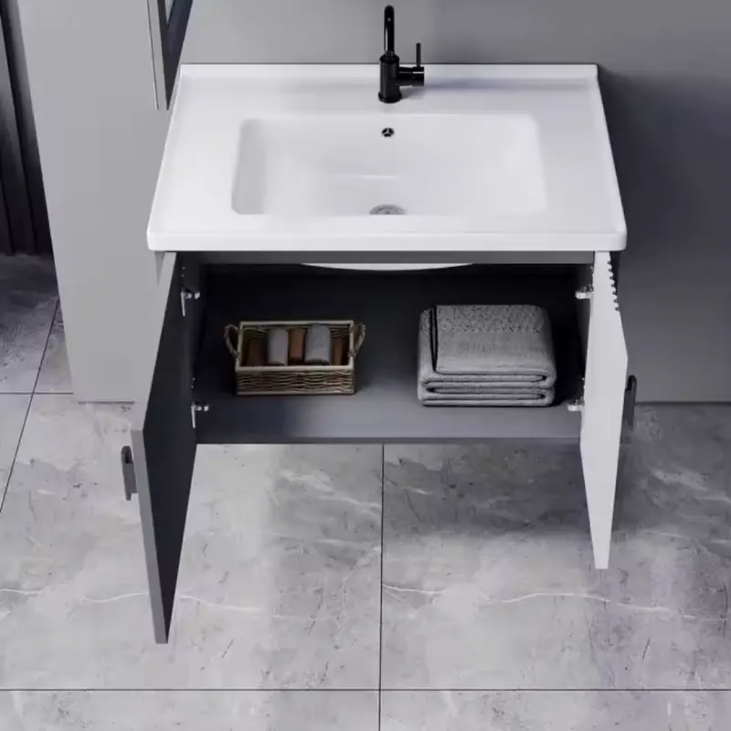 Previzualizare 4: Set Mobilier pentru Baie MYKONOS, 80x40cm, 2 Piese, Gri si Alb