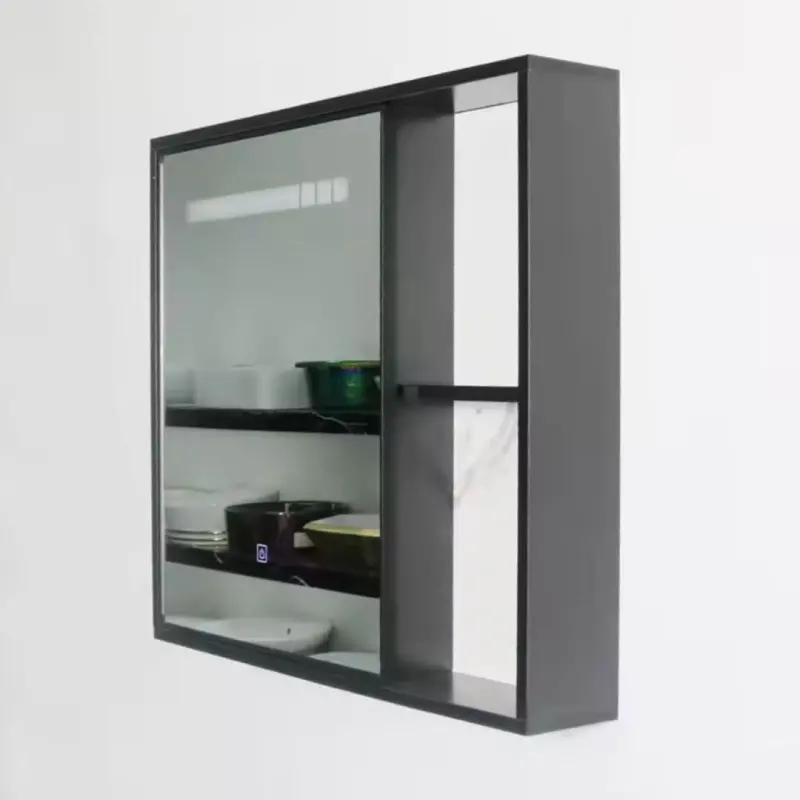 Previzualizare 3: Set Mobilier pentru Baie CRETA, 80x40cm, 2 Piese, Negru si Alb