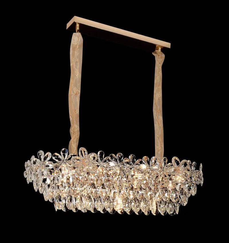 Previzualizare 3: Candelabru Cristal Regalis 11x E14, 80cm, Auriu Lucios, Inaltime Reglabila, Metal si Cristal