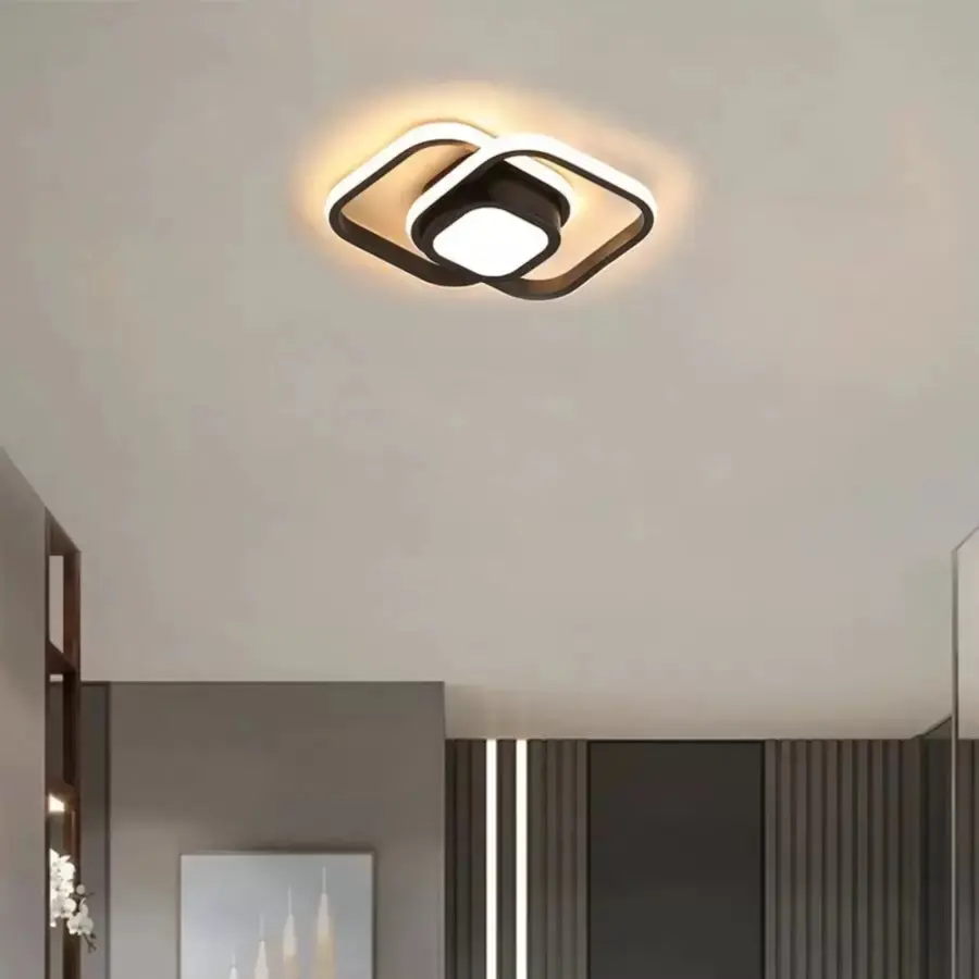 Lustra LED DUOFORM, 21W, 3 Patrate, lumina Rece/Calda/Neutra, Negru