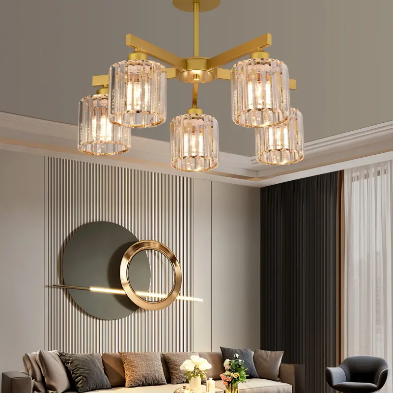Previzualizare 3: Lustra Clasica Moderna LC110/5GD cu Cristal, 5xE27, Auriu, Metal si Cristal