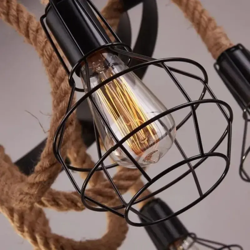 Previzualizare 3: Lustra Andy 6x E27 Metal si Franghie Maro