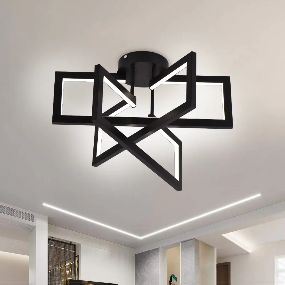 Lustra LED cu telecomanda 72W, 3 Elemente, lumina Rece/Calda/Neutra, Dimabila, Negru, LT750/3BK