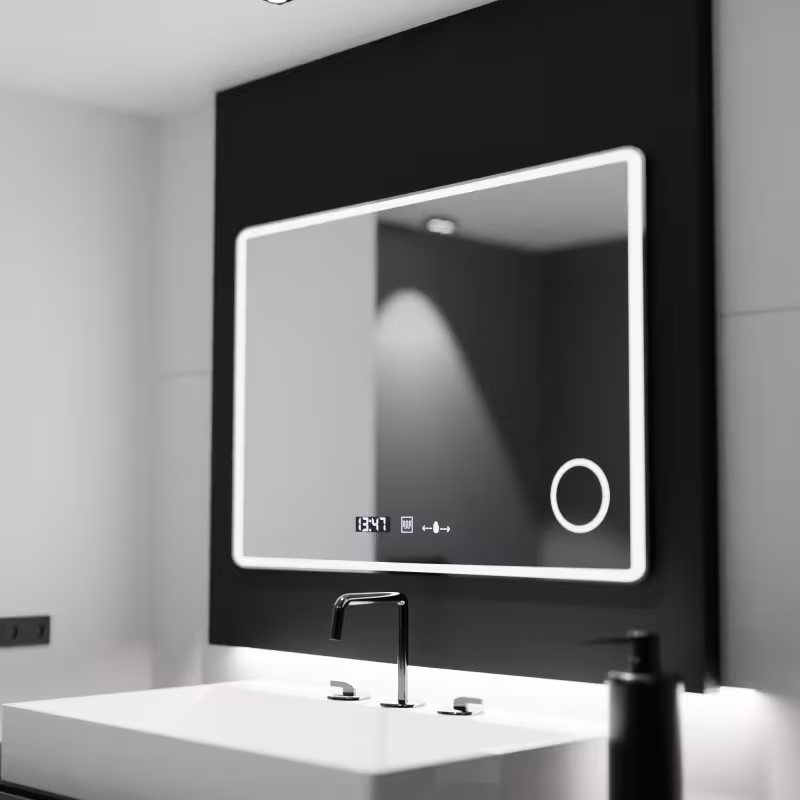 Oglinda LED Rectangulara 100x60 Aura Riflesso Puro MotionGlow Marcello, Sistem Dezaburire, Ceas, Dimabila