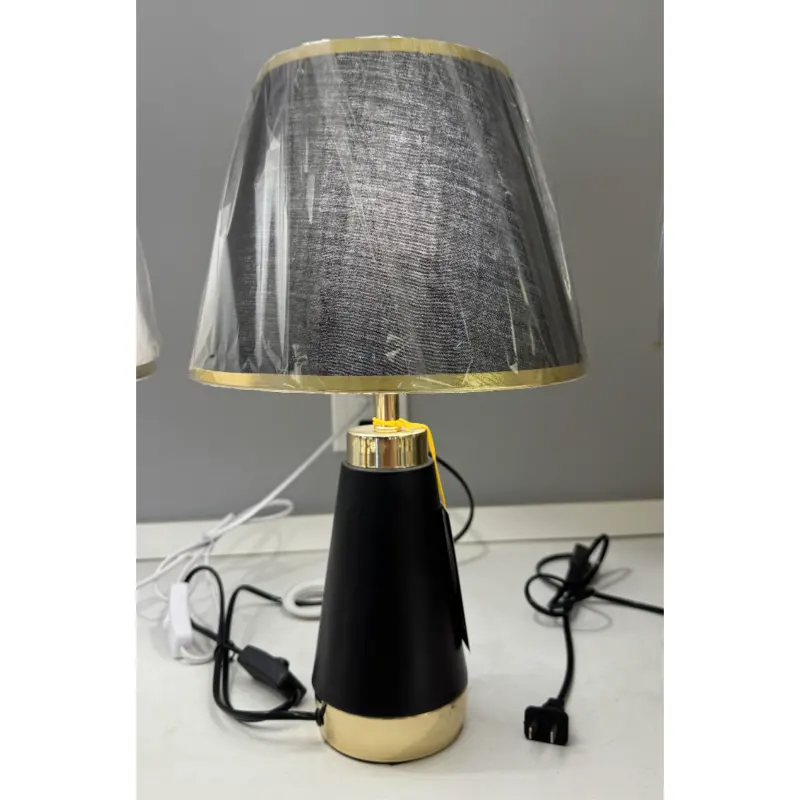 Veioza VZ210BK, 1x E27,Metal si Textil, Negru si Auriu