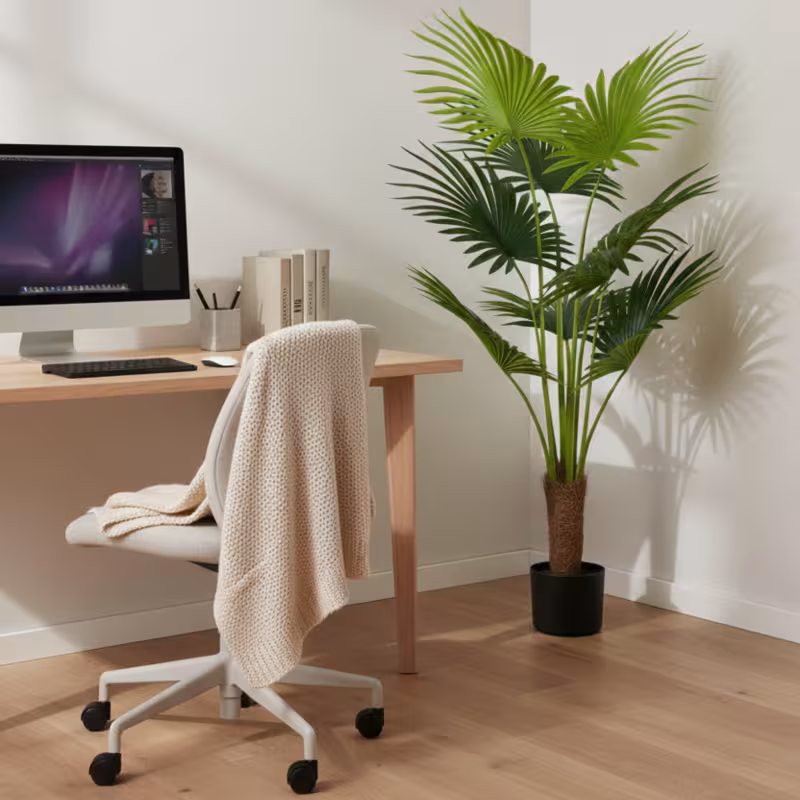 Planta Artificiala Tip Palmier Livistona Evantai, 7 frunze, 140 cm, Verde