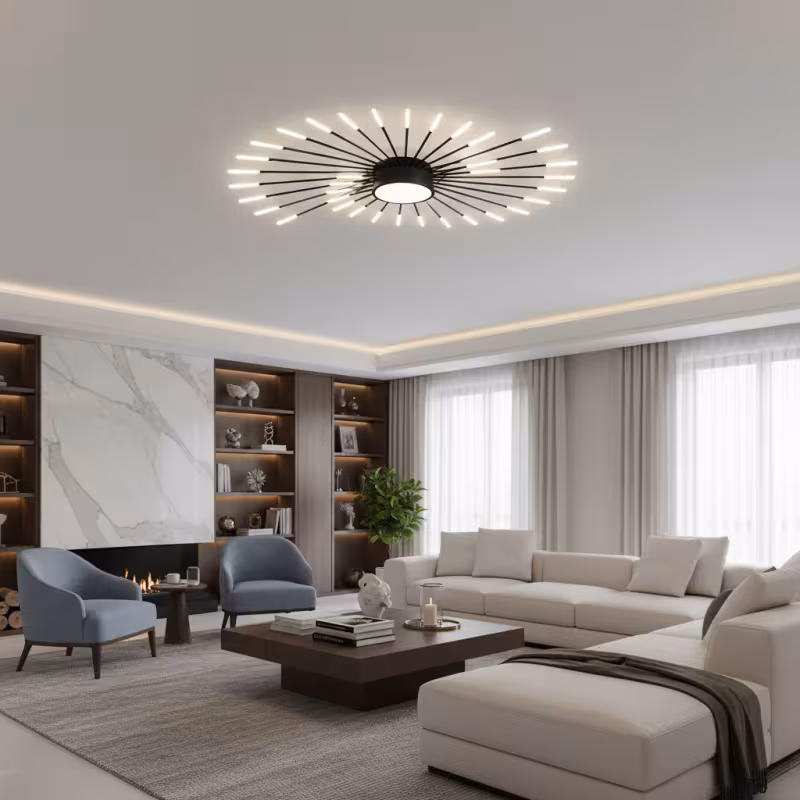Previzualizare 2: Lustra LED KALESA Grande Supremo, Ø130cm, Lumina Neutra 4000K, 42W, Alb, Metal si Acril