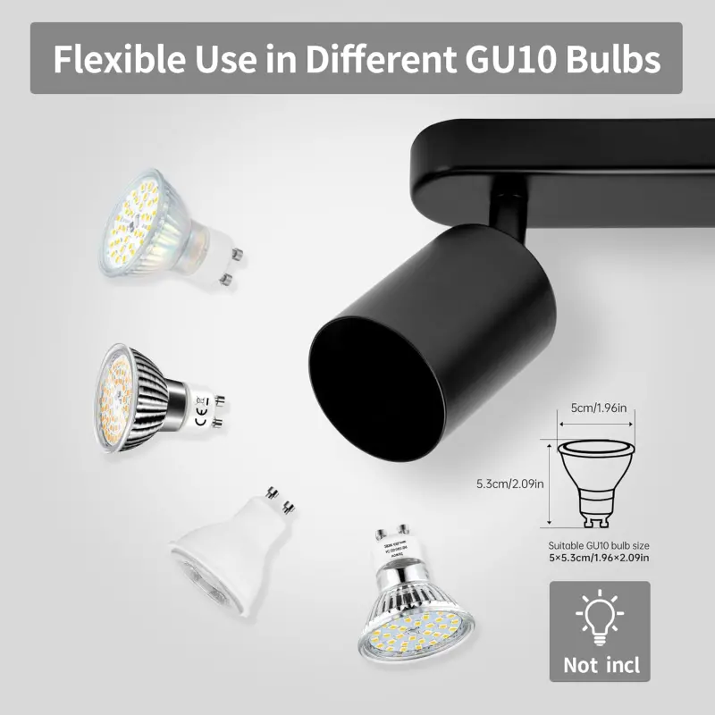 Previzualizare 4: Lustra Clasica Moderna, Joom cu Proiector Liniar, 4XGU10, Metal, Negru, Becuri Neincluse