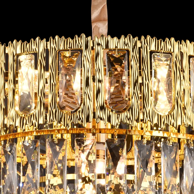 Previzualizare 2: Candelabru Cristal BELVEDERE Nobile 5xE14, Diametru 40cm, Auriu Lucios, Inaltime Reglabila