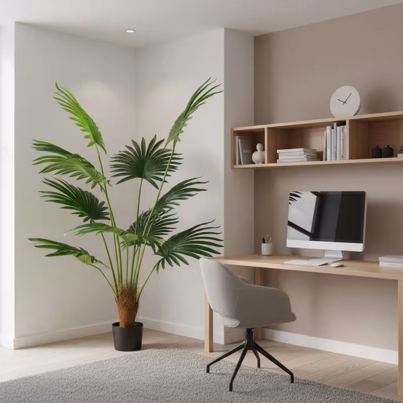 Previzualizare 2: Planta Artificiala Tip Palmier Livistona Evantai, 10 frunze, 160 cm, Verde