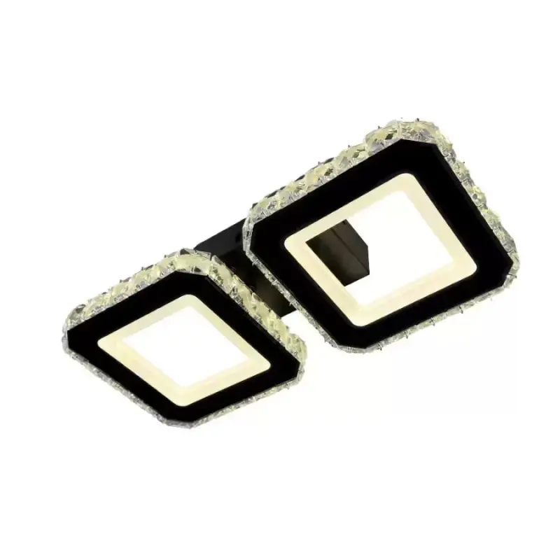 Previzualizare 4: Lustra LED cristal QUADRIS 41W, 2 Patrate, lumina Rece/Calda/Neutra, Negru