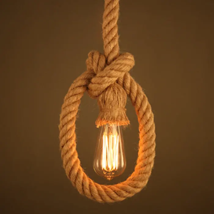 Previzualizare 3: Lustra Vintage LV103/130, 1xE27, Rustic, Sfoara si Metal, 130cm, Suport Negru