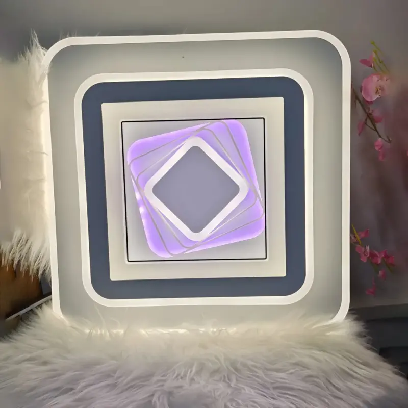 Previzualizare 2: Lustra LED DOLIA, 56W, 50x50cm, lumina Rece/Calda/Neutra, Alb