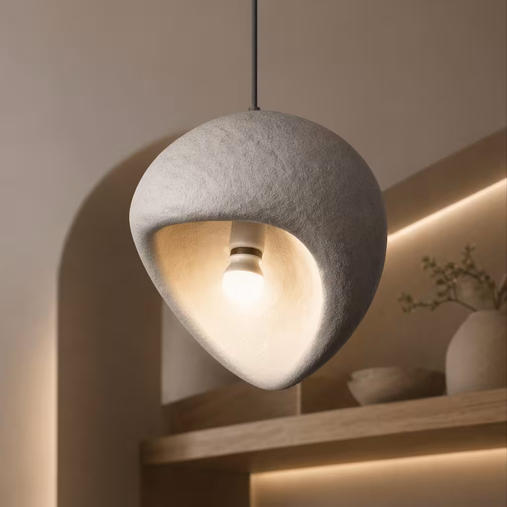 Lustra Moderna AERA, 30 cm, Suspendata, 1 X E27, Gri, Metal si Spuma, Inaltime Reglabila