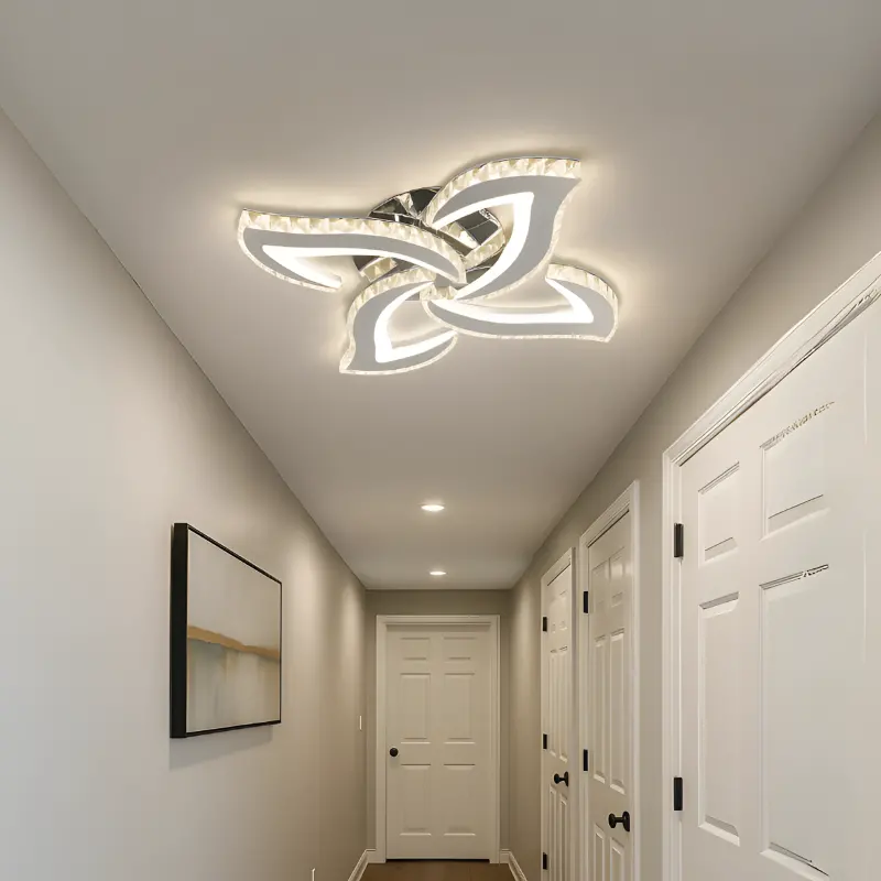 Lustra LED Alejandro cu Telecomanda, 71W, 4 Flori, Lumina Dimabila Rece/Calda/Neutra, Crom