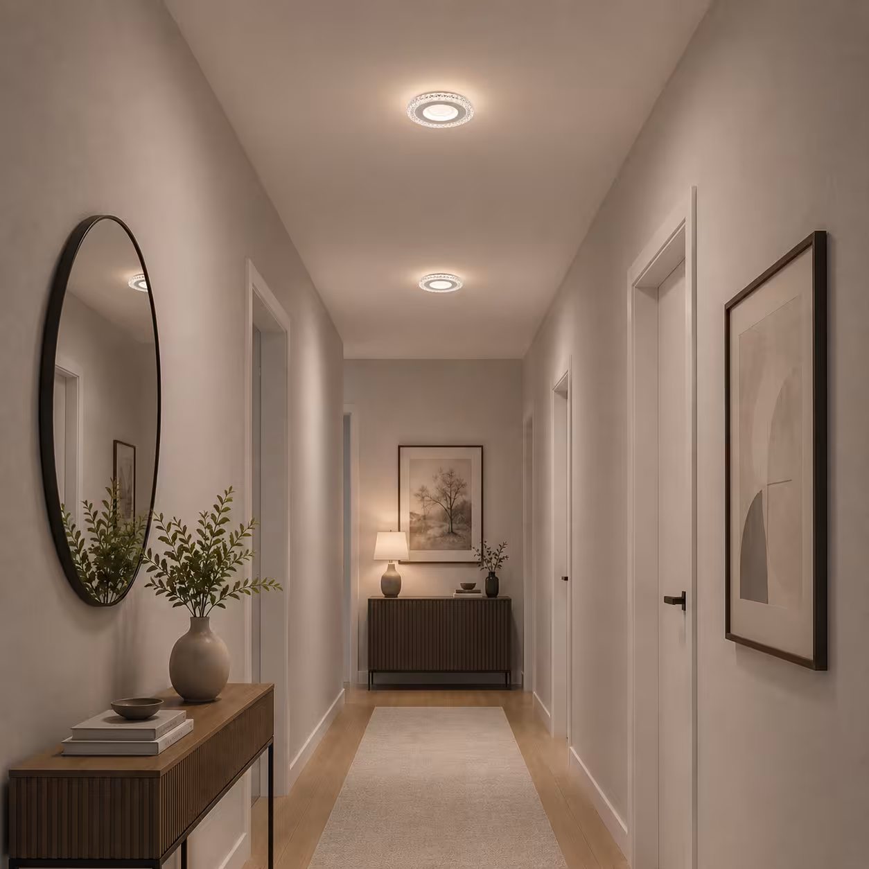 Lustra LED CELUN, 33W, Diametru 21cm, Lumina Calda/Neutra/Rece, Alb, Metal si Acril