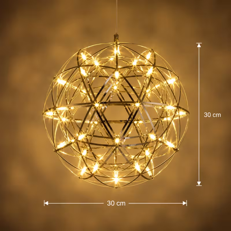 Previzualizare 4: Candelabru Modern LED WELD Petito, 18W, Diametru 30cm, Inaltime Reglabila, Crom Lucios