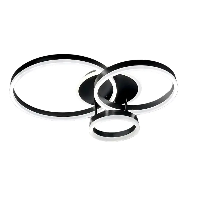 Previzualizare 3: Lustra LED cu telecomanda RIGA LILITH, 68W, 3 Cercuri, lumina Rece/Calda/Neutra, Dimabila, Negru