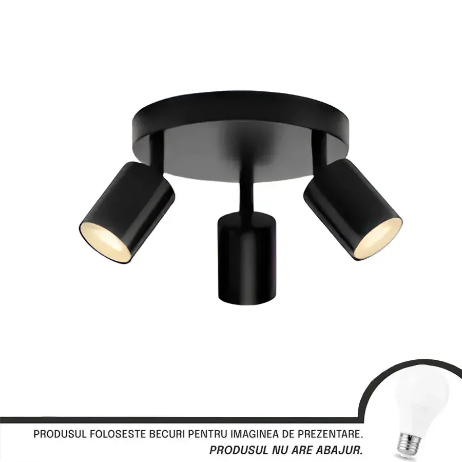 Lustra Joom cu Proiectoare Rotund, 3 X GU10, Negru